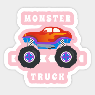 Vector illustration of monster truck with cartoon style. Sticker